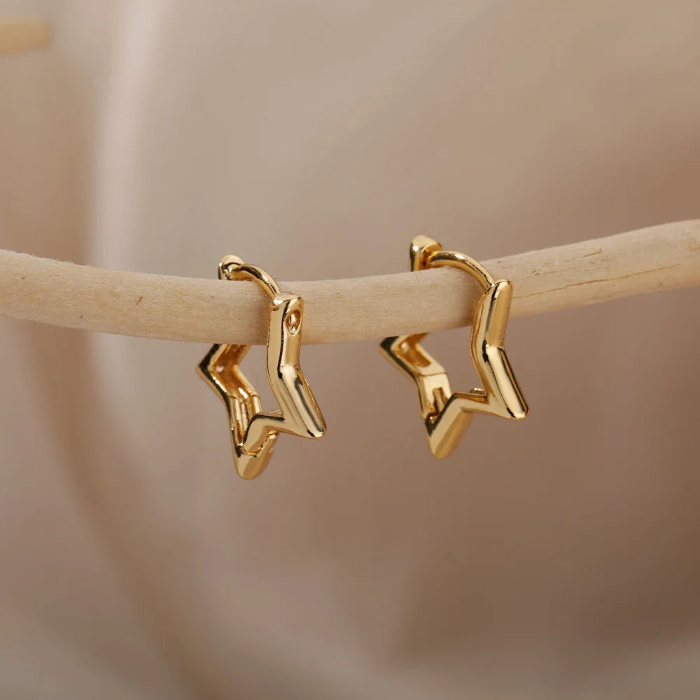 Geometric Star Earrings For Women Stainless Steel Star Hoop Earring Girl Jewelry Gift Charm Hypoallergenic Accessories Brincos