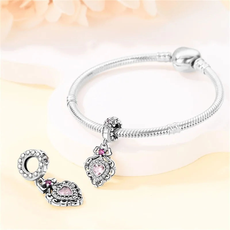 2024 Original New in Romantic Retro Classic Series Lotus Charm Beads Fits Pandach Bracelet Women 925 Silver Pendant Bead Jewelry