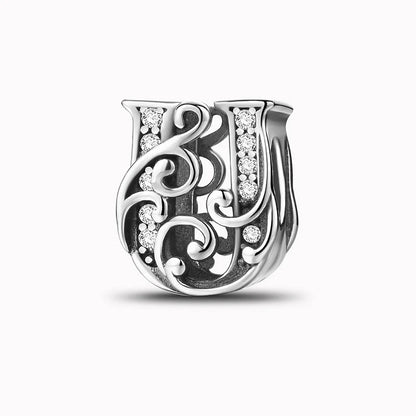 925 Sterling Silver Zircon Simple Vine 26 Letters Pendants Bead Fit Diy Bracelet Necklace Making Gift Of High Quality Jewelry